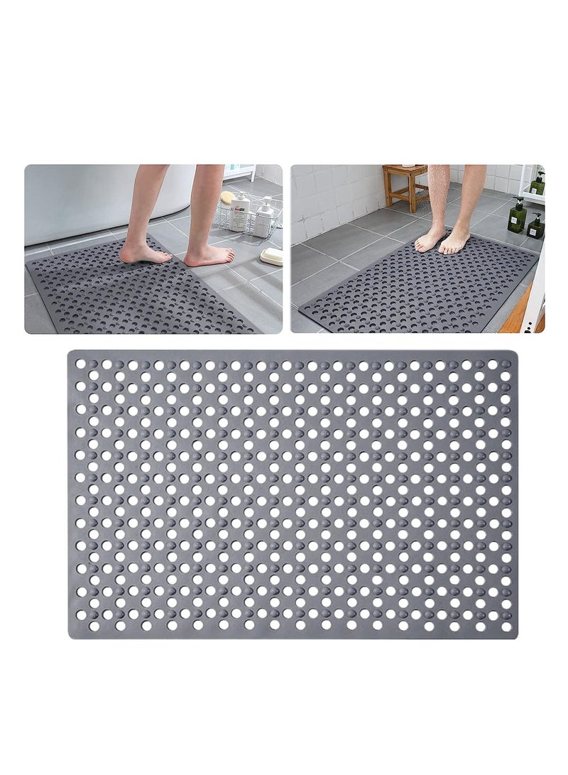 SYOSI Silicone Bathroom Non Slip Mat 38x72 Cm Grey Shower Mats Non Slip Bath Mats Bathroom Anti Slip Massage Hollow Mat Bath Mat for Bathroom With Suction Cup Eco friendly Rapid Drainage - Image 1