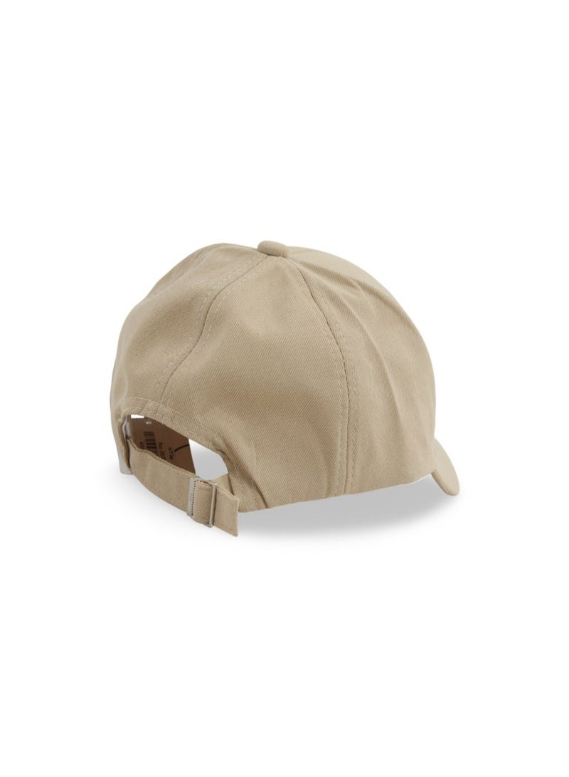 Fancy Unisex Cotton Cap –  Beige with Smile Design - Image 2
