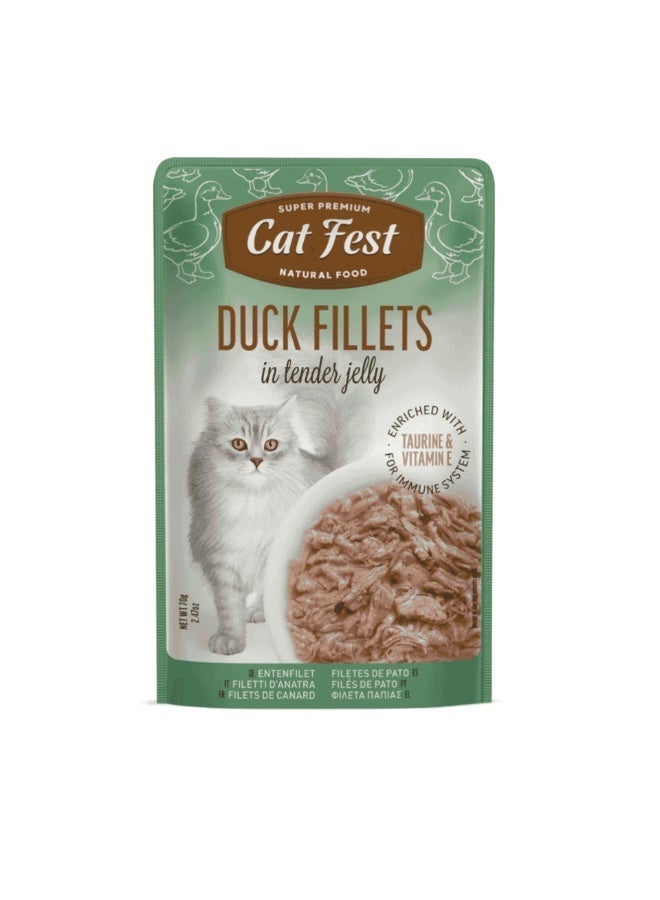 Cat Fest Duck Fillets In Tender Jelly For Cat Wet Food -4 Pouch, each pouch size 70g - Image 3
