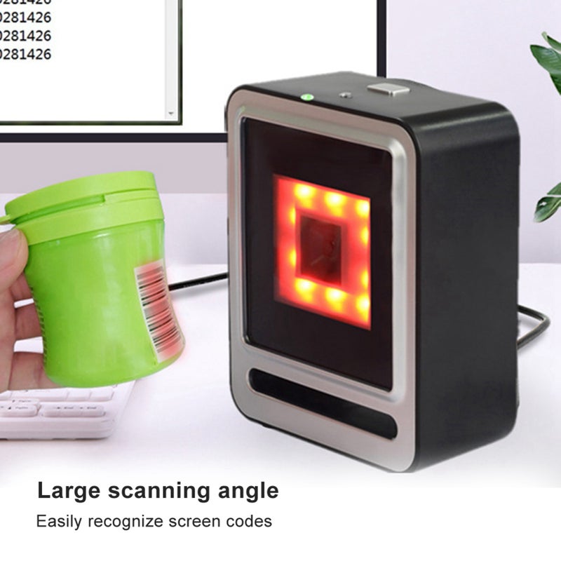 Fixed Barcode Scanner 1D QR 2D HandsFree Desktop Bar Code Reader with USB Cable LED Light - Image 3