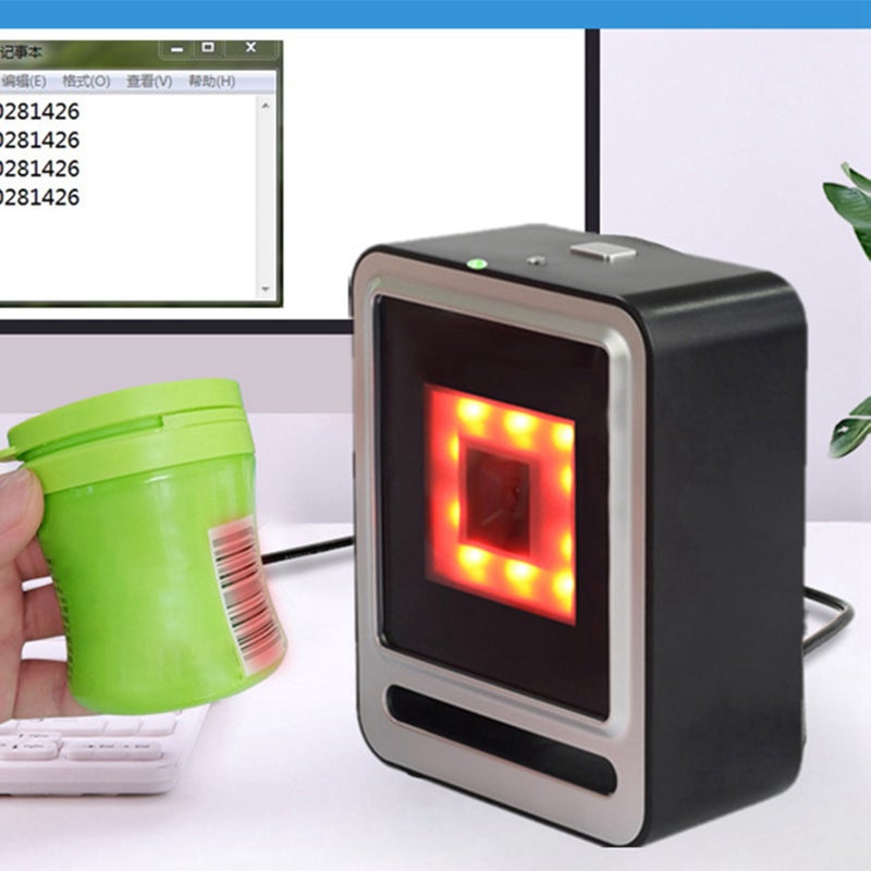 Fixed Barcode Scanner 1D QR 2D HandsFree Desktop Bar Code Reader with USB Cable LED Light - Image 2