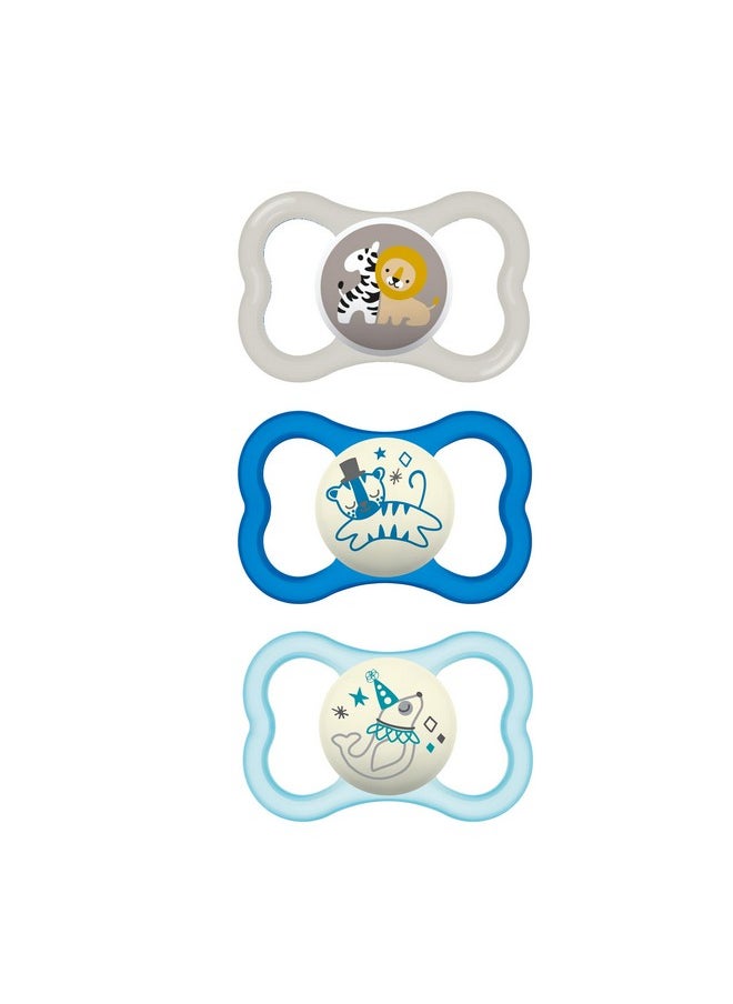 MAM MAM Air Day & Night Baby Pacifier, for Sensitive Skin, Glows in The Dark, 3 Pack, 16+ Months, Boy,3 Count (Pack of 1)  - Image 1