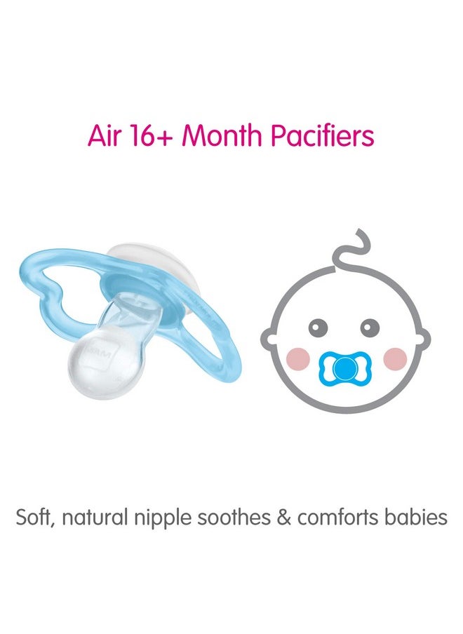 MAM MAM Air Day & Night Baby Pacifier, for Sensitive Skin, Glows in The Dark, 3 Pack, 16+ Months, Boy,3 Count (Pack of 1)  - Image 2