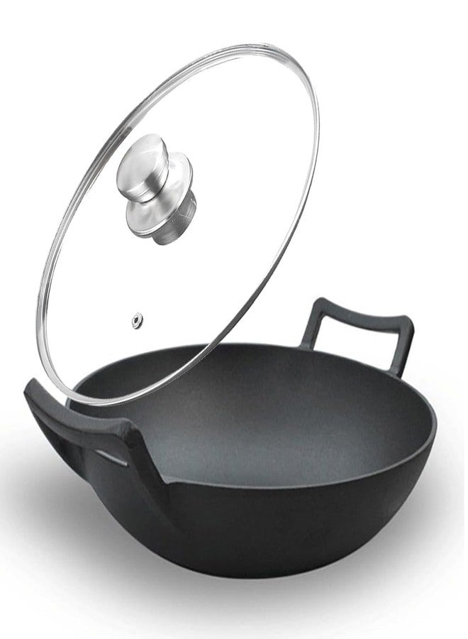 Firequasar Cast Iron Wok (Wok with Lid 12 inch) - Image 1