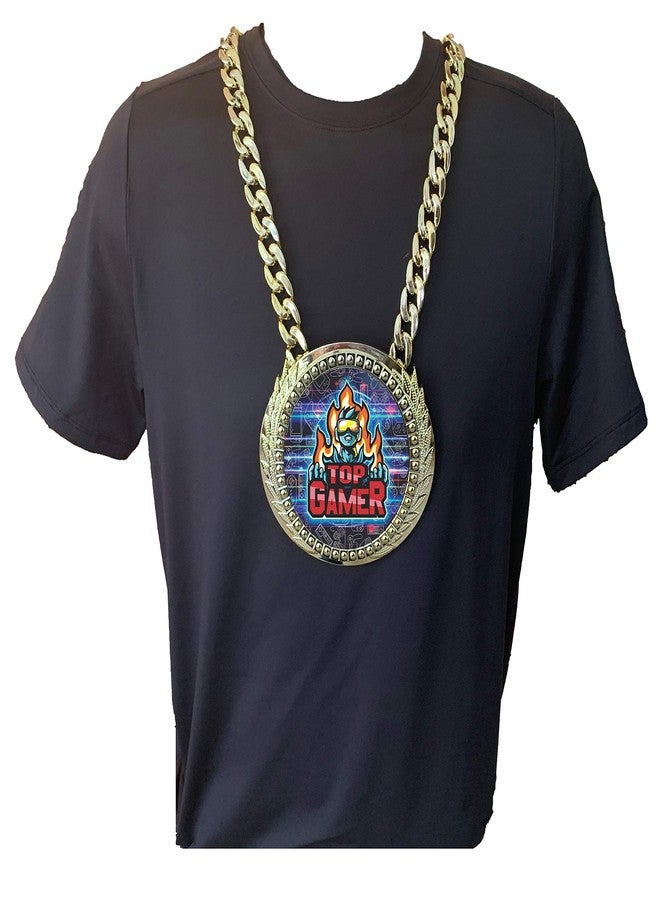 Express Medals Top Video Gamer Award Champ Chain Trophy with a Center Plaque Plate Measuring 6 by 5.25 Inches and Includes a 34 Inch Chain with Black Velvet Presentation Bag. - Image 3