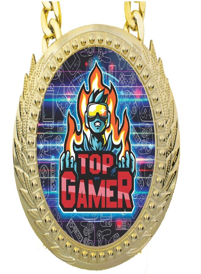 Express Medals Top Video Gamer Award Champ Chain Trophy with a Center Plaque Plate Measuring 6 by 5.25 Inches and Includes a 34 Inch Chain with Black Velvet Presentation Bag. - Image 2