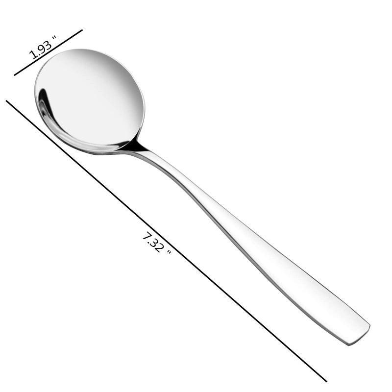 Anbers Stainless Steel Round Soup Spoons  12 Pieces Round Bouillon Spoon - Image 2