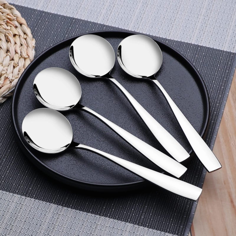 Anbers Stainless Steel Round Soup Spoons  12 Pieces Round Bouillon Spoon - Image 3
