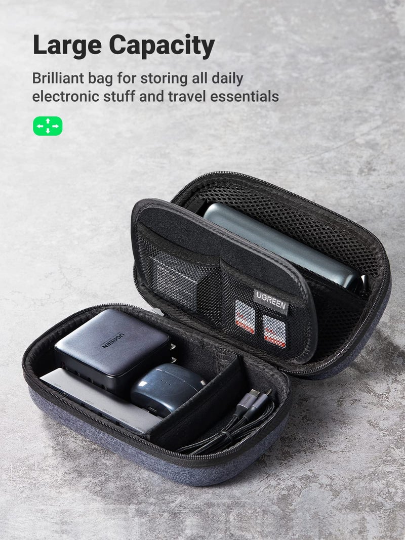 Ugreen UGREEN Electronics Travel Organizer Hard Case, Double Layer Cord Organizer Bag External Hard Drive Carrying Case Compatible with WD Segate Toshiba Travel Case For Charger Hub SD Card Travel Essentials  - Image 4