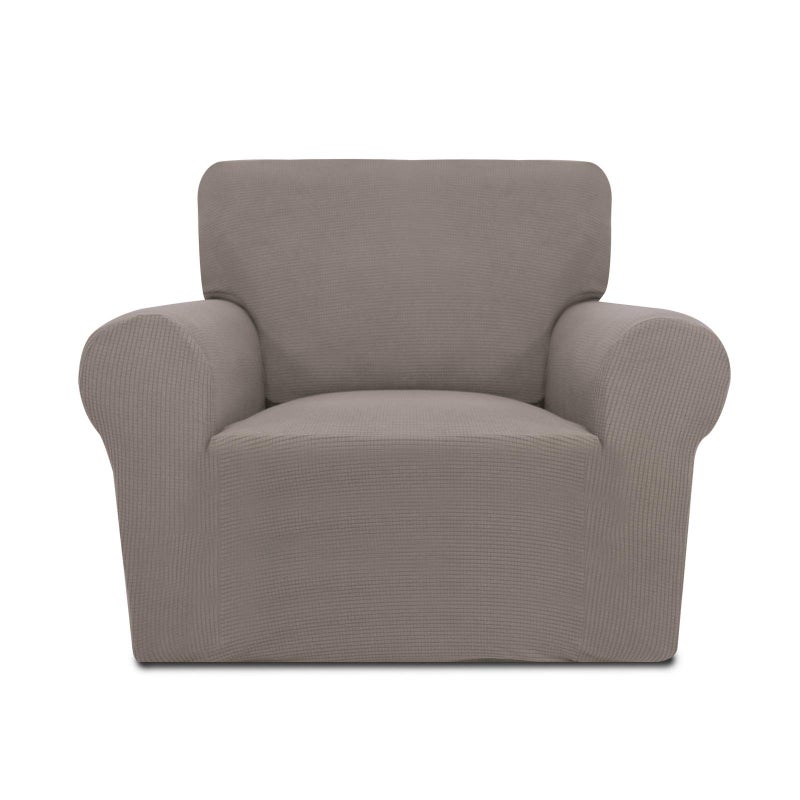 PureFit Stretch Chair Sofa Slipcover  Spandex Jacquard Non Slip Soft Couch Sofa Cover Washable Furniture Protector with Non Skid Foam and Elastic Bottom for Kids Chair Taupe