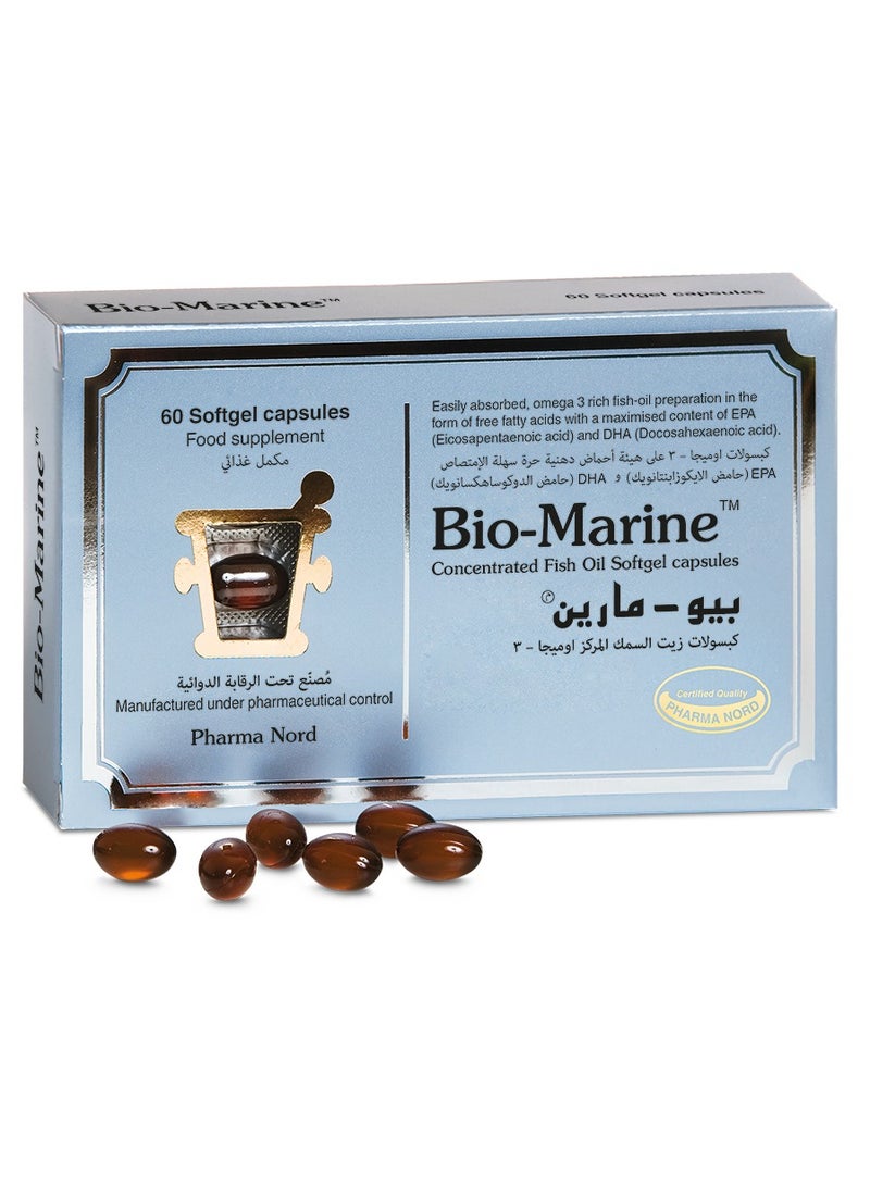Pharma Nord Bio-Marine - Omega-3  500 mg with Vit B9 & Vit B12 - 60 Softgel Capsules  - Image 1