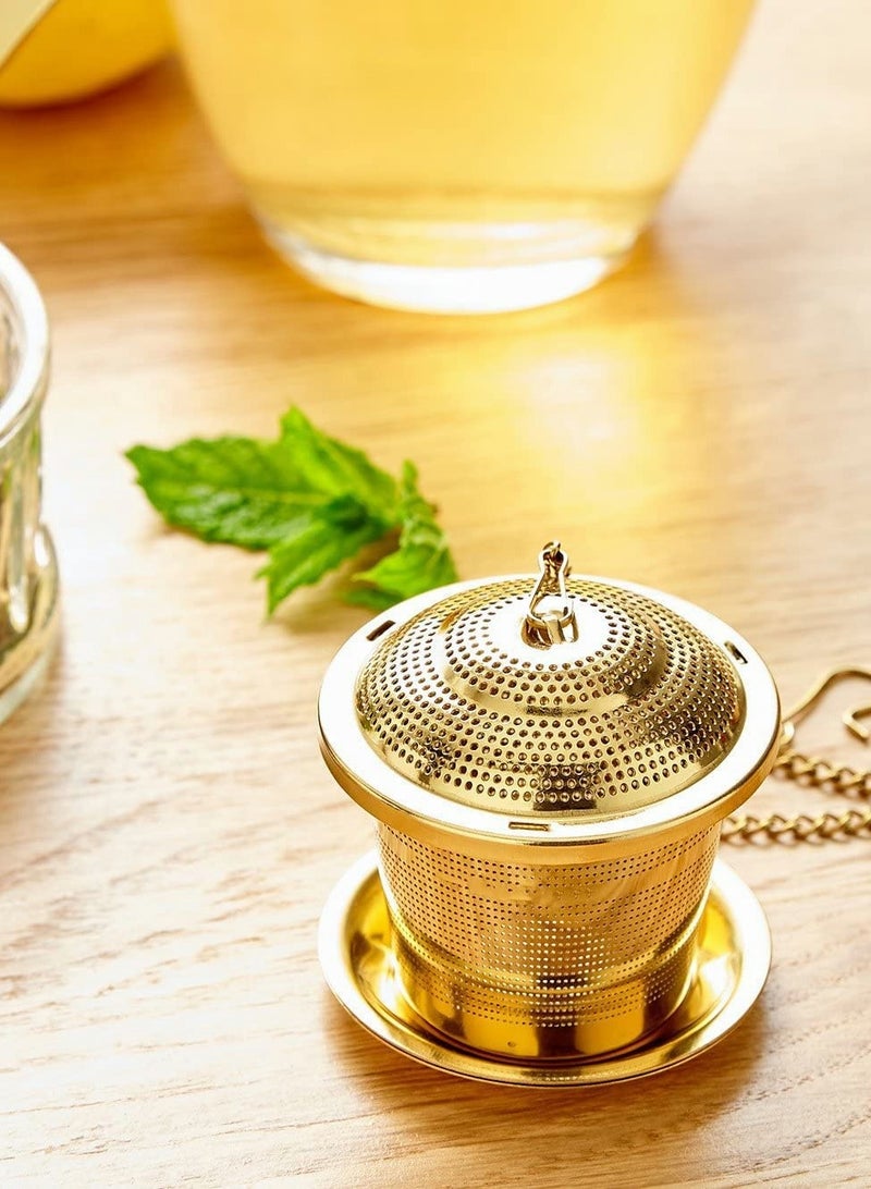 SYOSI Loose Leaf Tea Infuser (Set of 2) with Tea Scoop and Drip Dray, Ultra Fine Stainless Steel Strainer & Steeper for a Superior Brewing Experience - Image 3