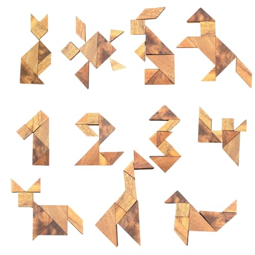 SiamMandalay Premium Wooden Tangram - Luxury Wooden Brain Teaser Block for Kids & Adult - Wood Block Puzzle - Logic Puzzle - STEM Montessori Educational Sensory Toys for All Ages - Image 2