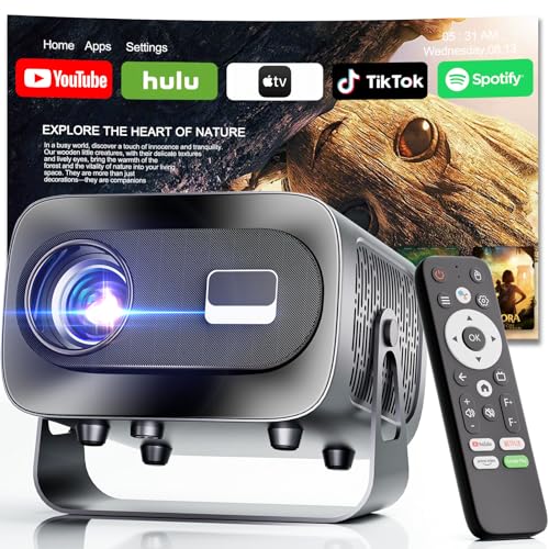 Zentality Projector with WiFi and Bluetooth Electric Focus Vertical Keystone 1080P HD 4K Support Smart Projector with Builtin Streaming Apps Portable Projector for Outdoor Home Movie - Image 1