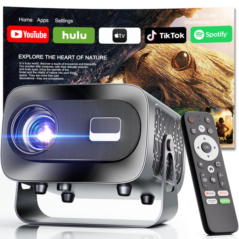Zentality Projector with WiFi and Bluetooth Electric Focus Vertical Keystone 1080P HD 4K Support Smart Projector with Builtin Streaming Apps Portable Projector for Outdoor Home Movie - Image 2