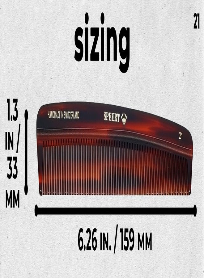 Speert #21 Handmade Narrow Tooth Comb Tortoise Havana Acetate Fine Straight Thin Detangling Parting Grooming Teasing Hair Styling Hairdresser Barber Hairdressing Wet Dry Pocket Travel Women Men Kids - Image 3