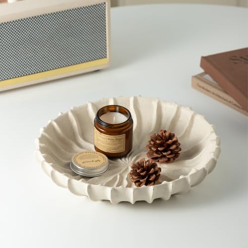 Dneuoir Large Decorative Bowl Fruit Bowl for Kitchen Counter, Resin Modern Decorative Tray for Home Decor, Key Bowl for Entry Table, Shelf, 11.2 Inch (Beige) - Image 3