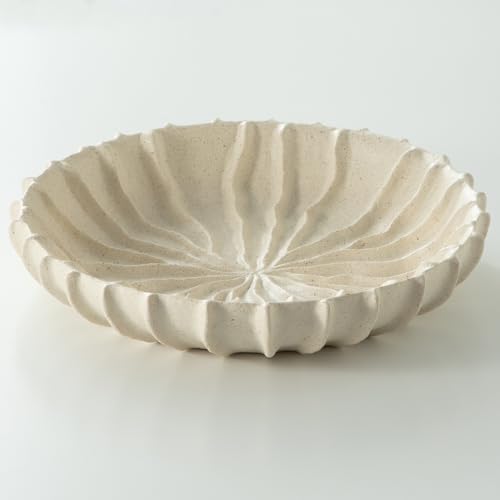 Dneuoir Large Decorative Bowl Fruit Bowl for Kitchen Counter, Resin Modern Decorative Tray for Home Decor, Key Bowl for Entry Table, Shelf, 11.2 Inch (Beige) - Image 1