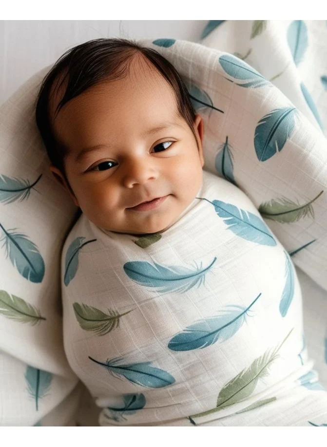 TUMMY TUMMY Leaf Printed Organic Muslin Baby Essential Blanket