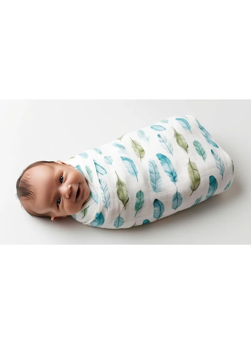 TUMMY TUMMY Leaf Printed Organic Muslin Baby Essential Blanket