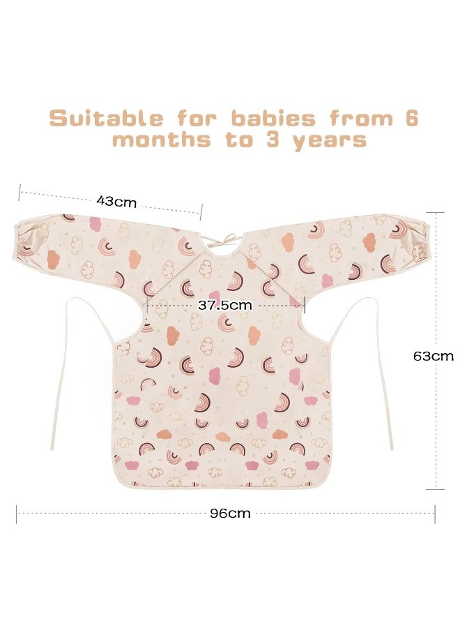 Vicloon Coverall Baby Feeding Bib, Weaning Bib Attaches to Highchair and Table, Long Sleeves Bib with Waterproof, Comfortable,Machine Washable, Baby Bib For 6 Month to 3 Years Old (Pink) - Image 2
