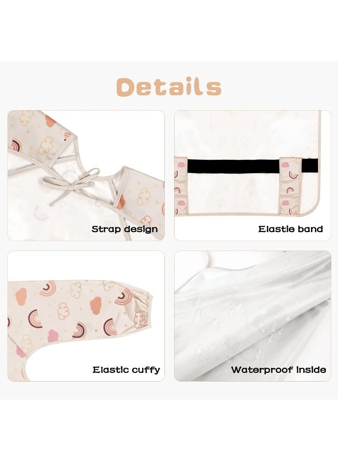 Vicloon Coverall Baby Feeding Bib, Weaning Bib Attaches to Highchair and Table, Long Sleeves Bib with Waterproof, Comfortable,Machine Washable, Baby Bib For 6 Month to 3 Years Old (Pink) - Image 3