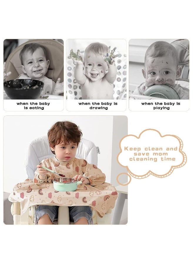 Vicloon Coverall Baby Feeding Bib, Weaning Bib Attaches to Highchair and Table, Long Sleeves Bib with Waterproof, Comfortable,Machine Washable, Baby Bib For 6 Month to 3 Years Old (Pink) - Image 4