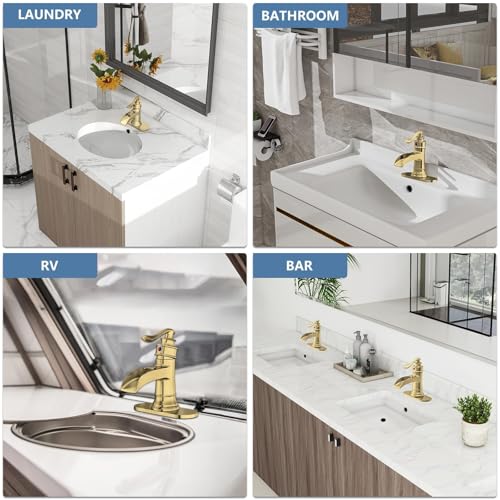Homevacious Waterfall Bathroom Faucet Oil Rubbed Bronze Sink with Pop Up Drain Stopper Faucets Single Hole Rustic Vanity Farmhouse Overflow One Handle Bath Black Commercial Assembly by Homevacious - Image 3