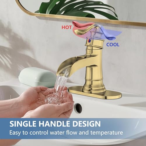 Homevacious Waterfall Bathroom Faucet Oil Rubbed Bronze Sink with Pop Up Drain Stopper Faucets Single Hole Rustic Vanity Farmhouse Overflow One Handle Bath Black Commercial Assembly by Homevacious - Image 5