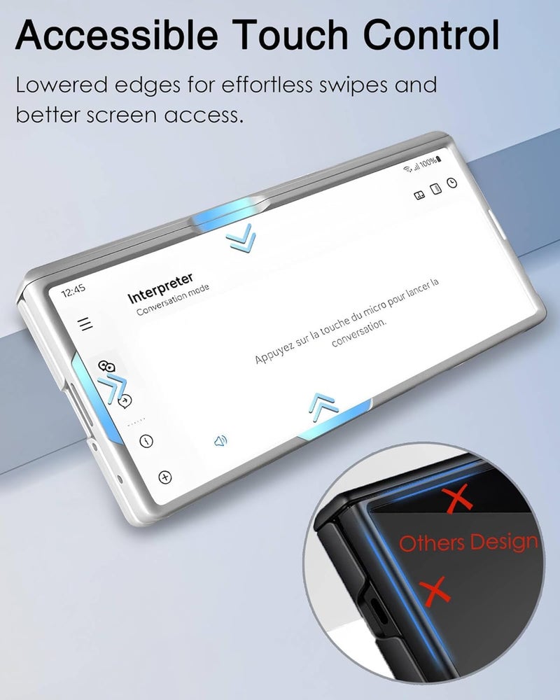 Tech Trendz TechTrendz Magnetic Case for Samsung Galaxy Z Fold 7 Case Hinge Coverage Protective Case with Built-in Kickstand & Screen Protector PC All-Inclusive Shockproof Cover (Plastic) (Silver) - Image 5