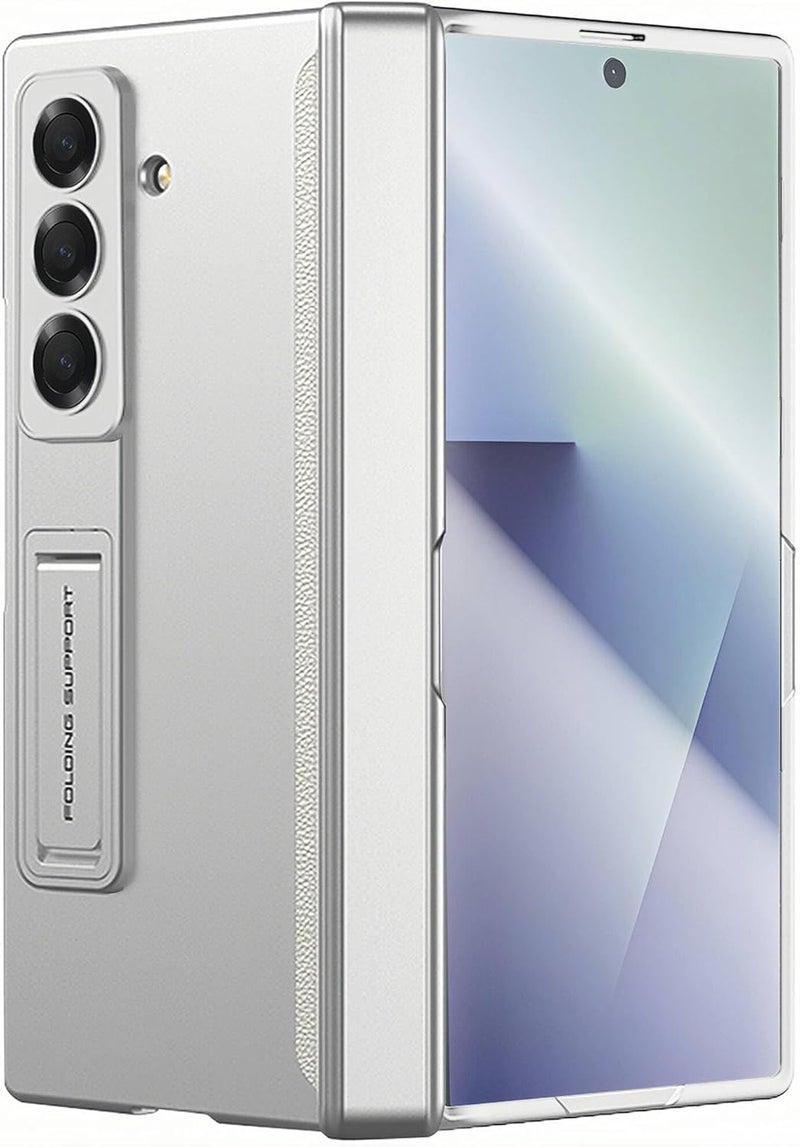 Tech Trendz TechTrendz Magnetic Case for Samsung Galaxy Z Fold 7 Case Hinge Coverage Protective Case with Built-in Kickstand & Screen Protector PC All-Inclusive Shockproof Cover (Plastic) (Silver) - Image 1