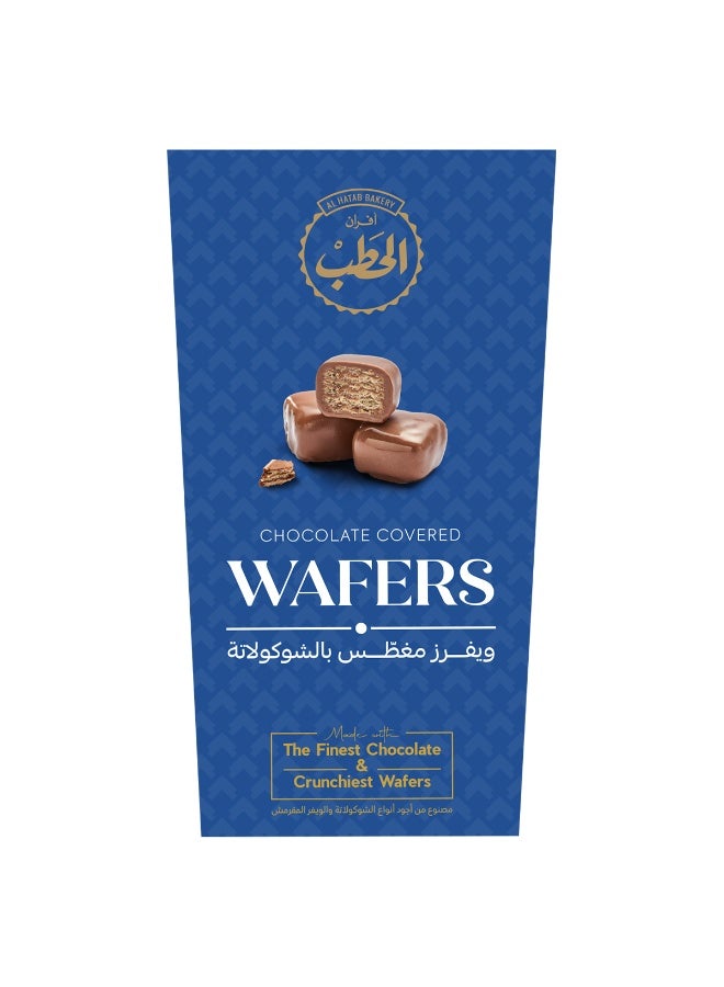 Al Hatab Bakery Chocolate Covered Wafers 170 g | Crispy Chocolate Coated Wafer Biscuits | Premium Crunchy Snack | Gift Box