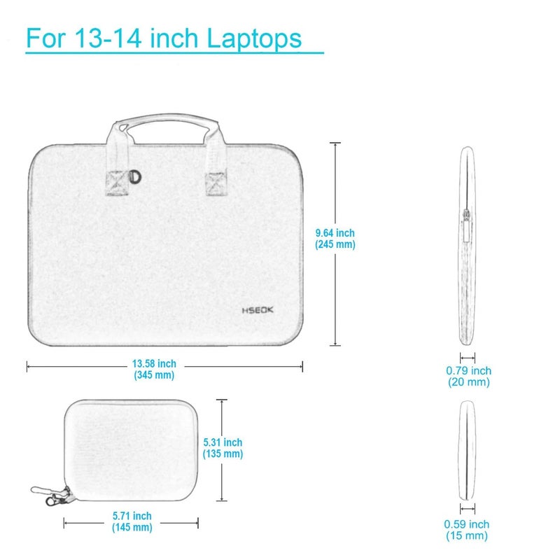 Hseok Laptop Sleeve 14 inch Case with Small Pouch, Neoprene Computer Bag Compatible with MacBook Pro 14" M4/M3/M2/M1 2025-2021, MacBook Air/Pro 13" and Most 14 inch Notebooksï¼ŒP01U01 - Image 3