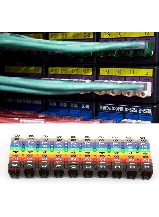 erorex Cable Numbering Kit C Shape Coded Clip On Plastic Cable Identification Wire Cord Cable Marker Digital Number Tube Wire Label Colorful For Marking The Color Coded Cables 100Pcs 6Mm² - Image 2