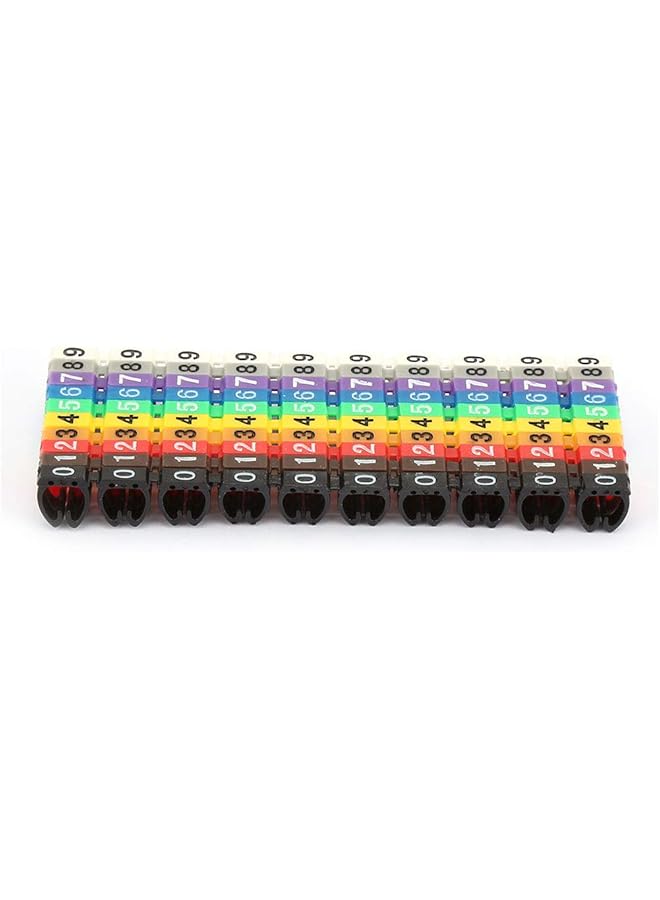 erorex Cable Numbering Kit C Shape Coded Clip On Plastic Cable Identification Wire Cord Cable Marker Digital Number Tube Wire Label Colorful For Marking The Color Coded Cables 100Pcs 6Mm² - Image 4