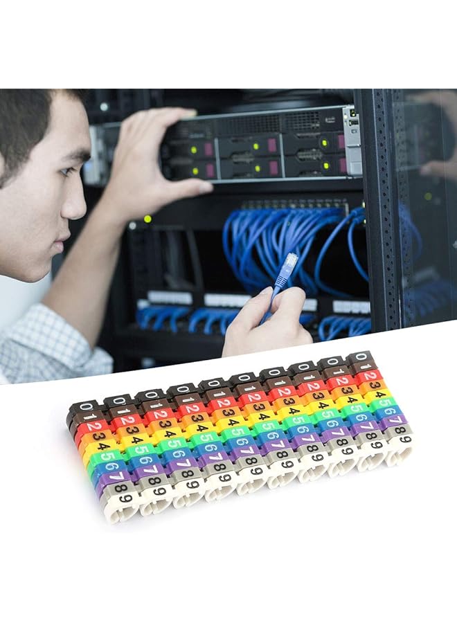 erorex Cable Numbering Kit C Shape Coded Clip On Plastic Cable Identification Wire Cord Cable Marker Digital Number Tube Wire Label Colorful For Marking The Color Coded Cables 100Pcs 6Mm² - Image 3