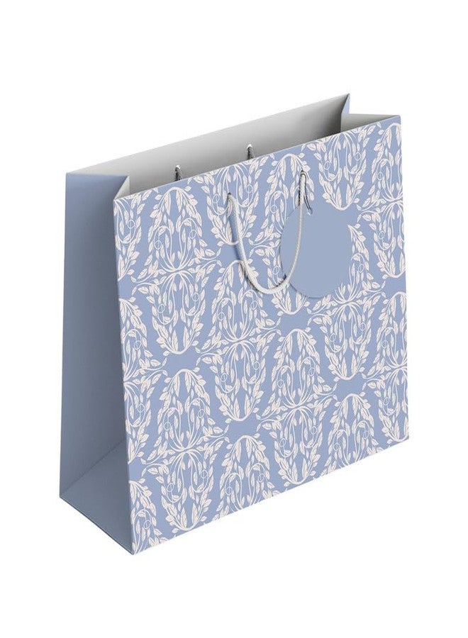 PaperPep Blue Beige Votive Pattern PrintGift Paper Bags | Small (9"X7"X4" inches) | Attached gift tags, Ideal for Return Gifts, Weddings, Birthday & Celebrations | Pack of 3 - Image 1