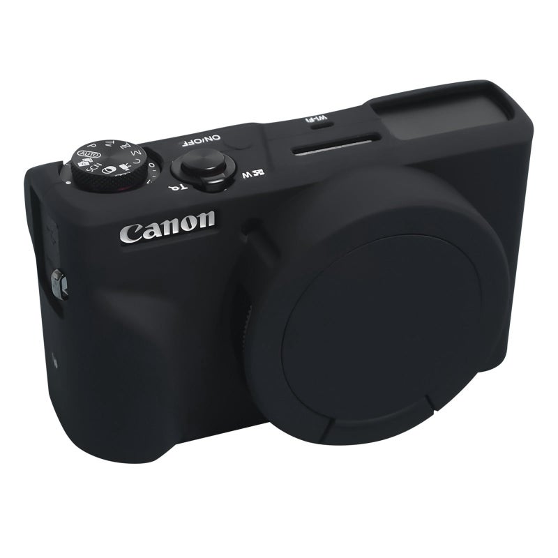 Easy Hood غطاء سهل لكاميرا كانون باور شوت G7 X مارك III الرقمية، غطاء واقي من السيليكون الناعم مع علامة زر وغطاء عدسة قابل للإزالة لكاميرا كانون باور شوت G7X مارك III DSLR باللون الأسود - Image 1