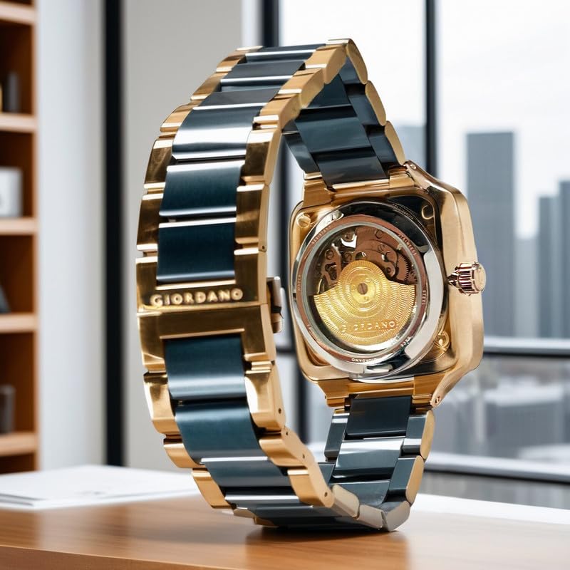 Giordano Luxury Watch for Men – Automatic Skeleton Square Dial, Stainless Steel Strap, Premium Mechanical Movement - Image 5