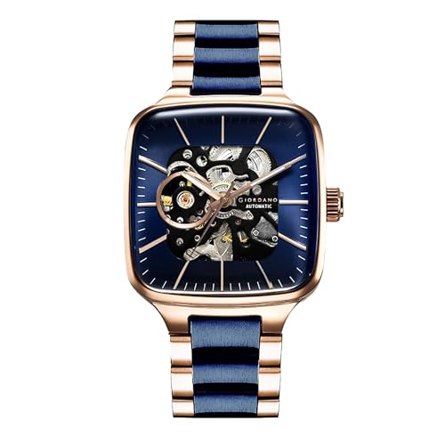 Giordano Luxury Watch for Men – Automatic Skeleton Square Dial, Stainless Steel Strap, Premium Mechanical Movement - Image 1