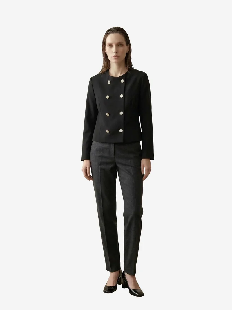 My Fashion Black MY FASHION Tailored Short Buttoned Tweed Jacket for Women | Best Price UAE