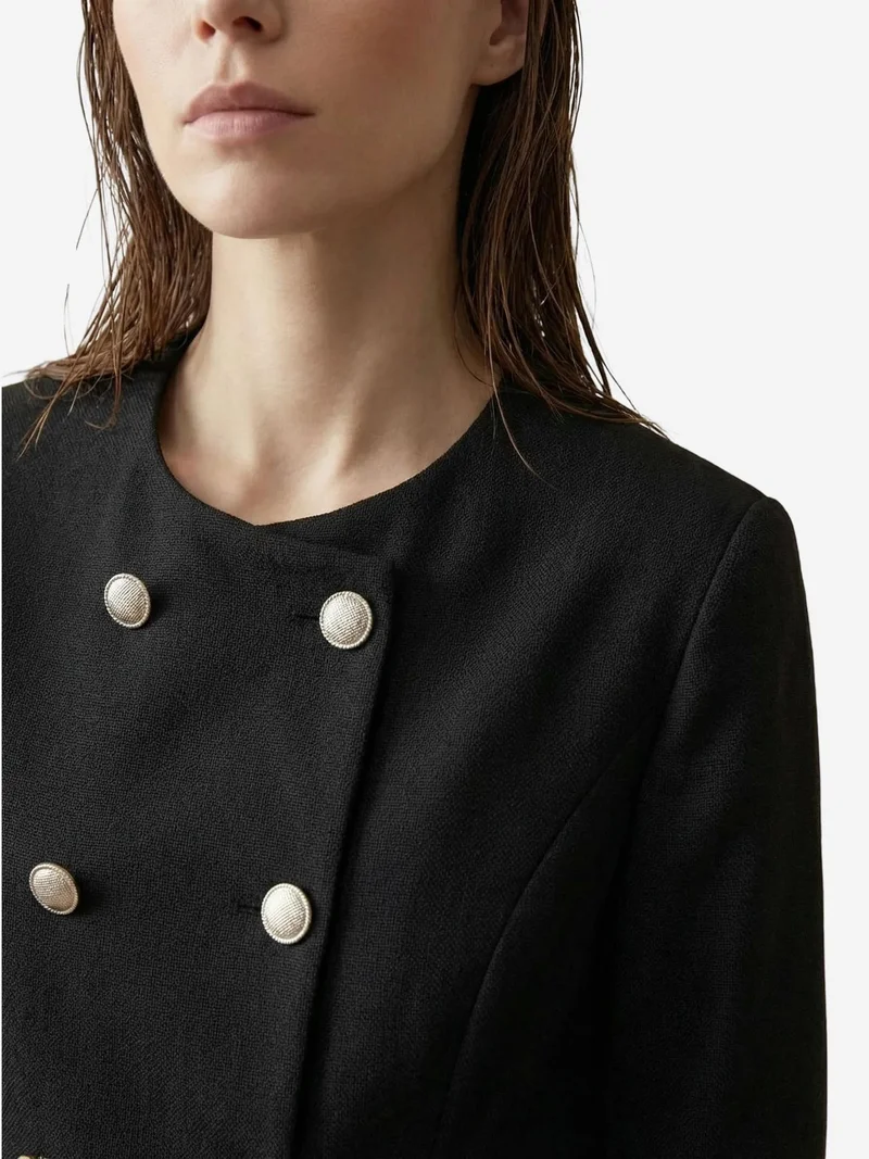My Fashion Black MY FASHION Tailored Short Buttoned Tweed Jacket for Women | Best Price UAE
