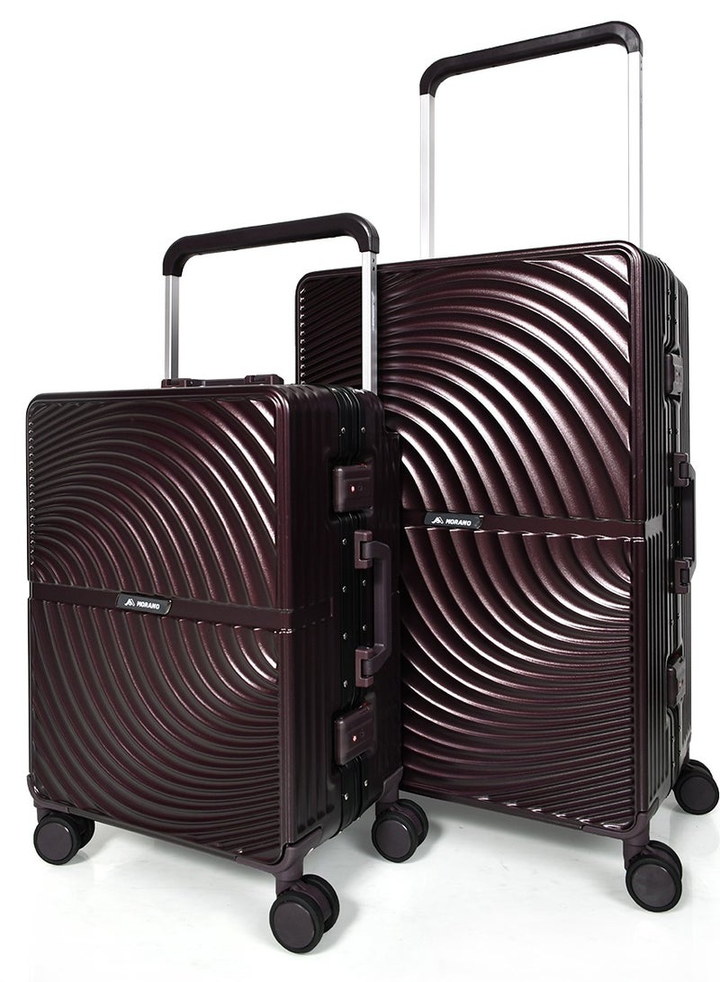 Morano Hard-Side luggage Unisex ABS Lightweight 4 Double Wheeled Suitcase with Built-In TSA type lock (2-Set,Dark Brown) Size 20''+24'''Inches. - Image 1