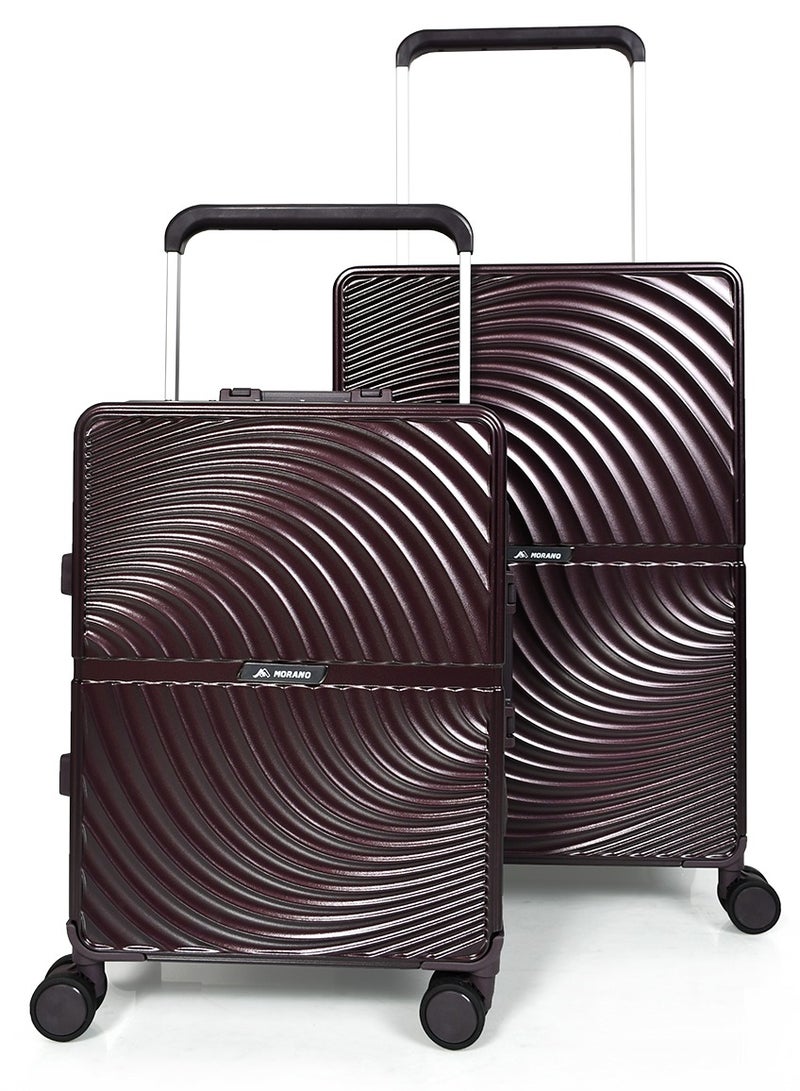 Morano Hard-Side luggage Unisex ABS Lightweight 4 Double Wheeled Suitcase with Built-In TSA type lock (2-Set,Dark Brown) Size 20''+24'''Inches. - Image 2