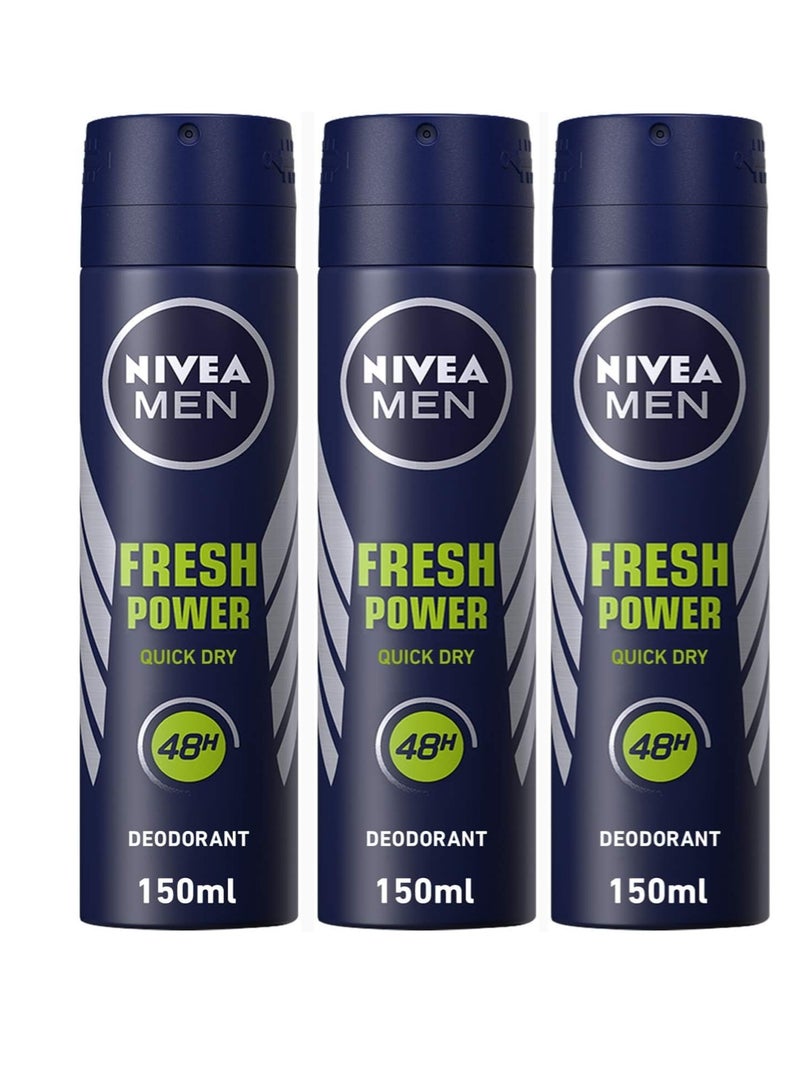 Nivea Pack Of 3 Nivea Fresh Power Quick Dry Deodorant Spray 150 ml - Image 1