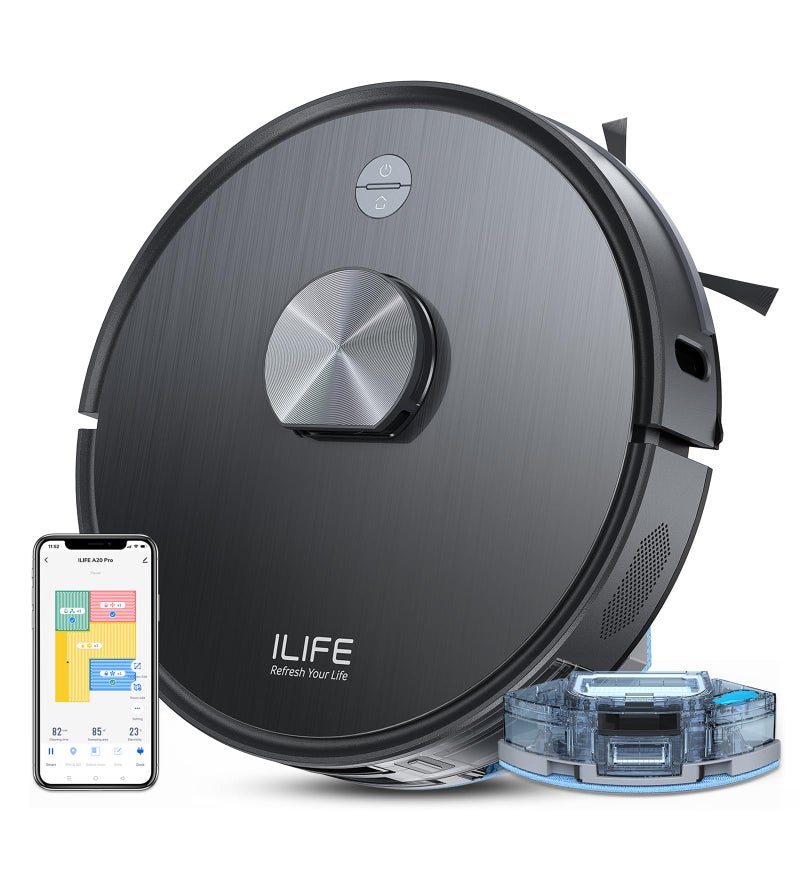 ILIFE A20 Pro مكنسة روبوتية مع تنقل LiDAR متقدم، شفط قوي، تنظيف مخصص حتى 4500 قدم مربع، 5200mAh، تطبيق واي فاي، أليكسا، GH، مثالية لشعر القطط والكلاب - Image 1