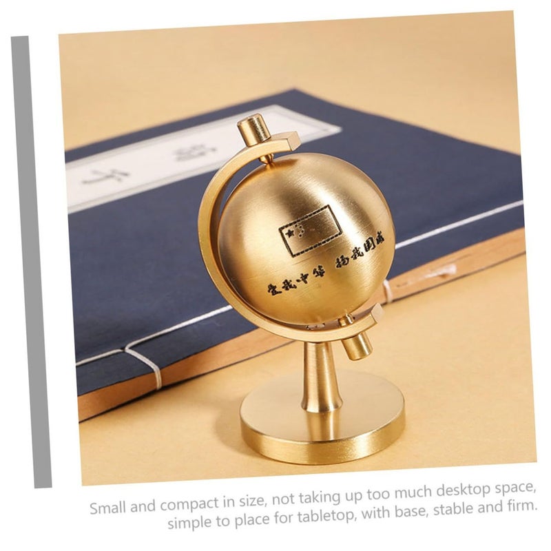 Rotating Brass Globe with Base Compact Desktop Decoration for Home Office Classroom - Image 5