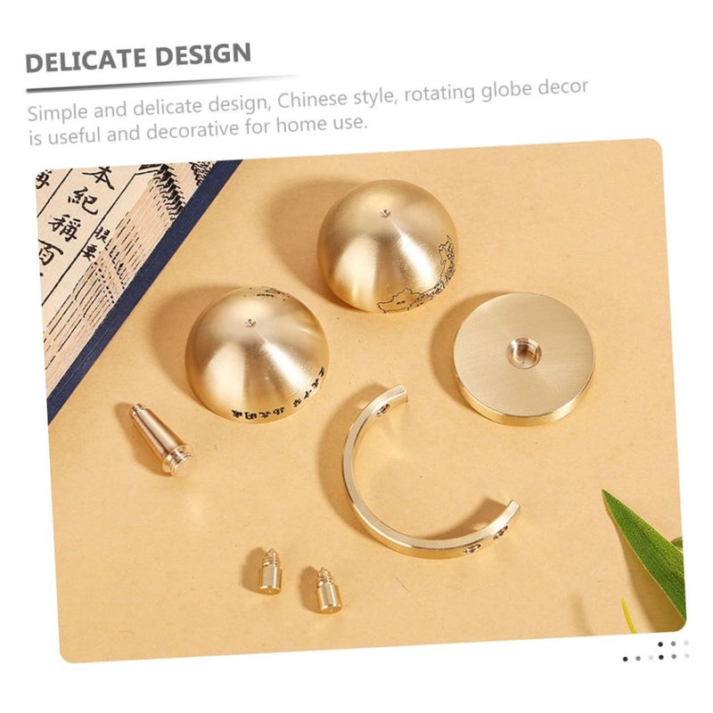 Rotating Brass Globe with Base Compact Desktop Decoration for Home Office Classroom - Image 4