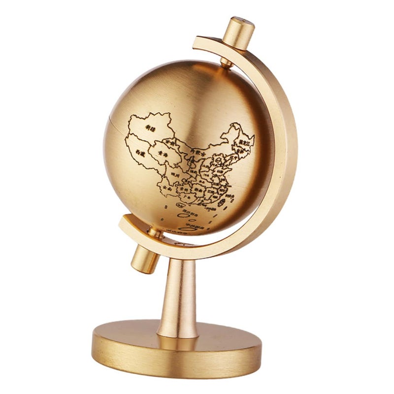 Rotating Brass Globe with Base Compact Desktop Decoration for Home Office Classroom - Image 2