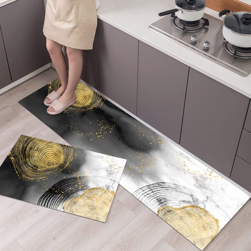 Deoxys Rugs and Mats 2 Piece Set Soft Absorbent Mats Set for Kitchen Floor Comfort Runner Rug Carpets for Bedside in Bedroom Floor NonSlip Mat on Sofa in Living Room 40 60 40 120 CM - Image 1